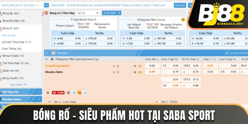 Bóng rổ - siêu phẩm hot tại Saba Sport