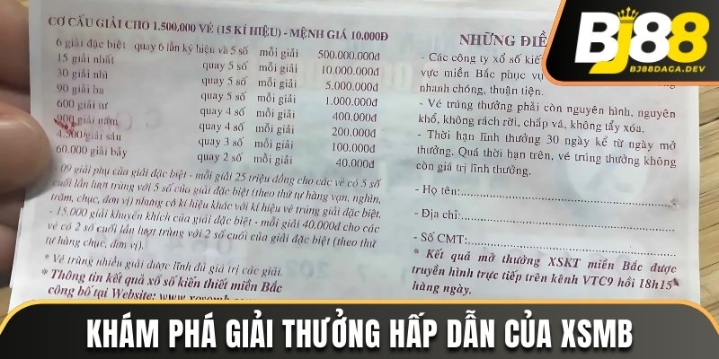 Khám phá giải thưởng hấp dẫn của XSMB