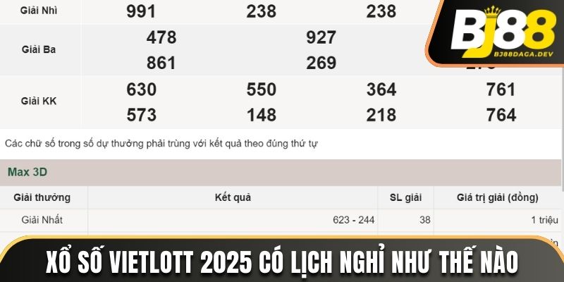 Xổ số Vietlott 2025 có lịch nghỉ như thế nào